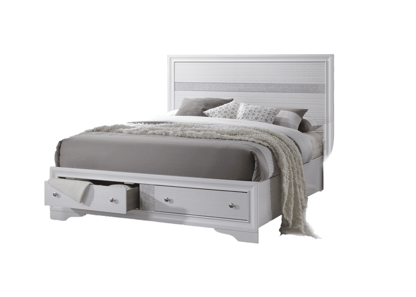 Traditional Style Full Size Storage Bed made with Wood in White image 1