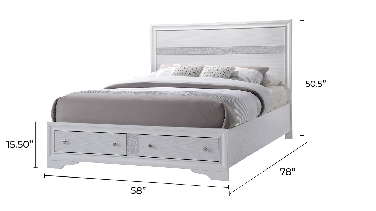 Traditional Style Full Size Storage Bed made with Wood in White image 3