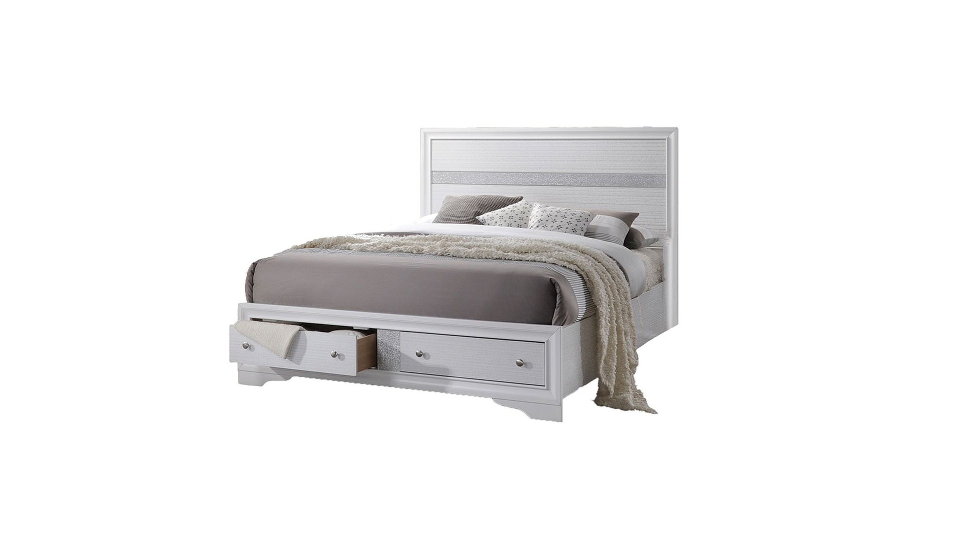 Traditional Style Full Size Storage Bed made with Wood in White image 4