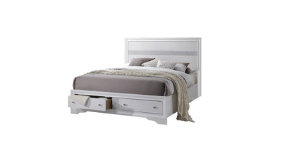 Traditional Style Full Size Storage Bed made with Wood in White image 4
