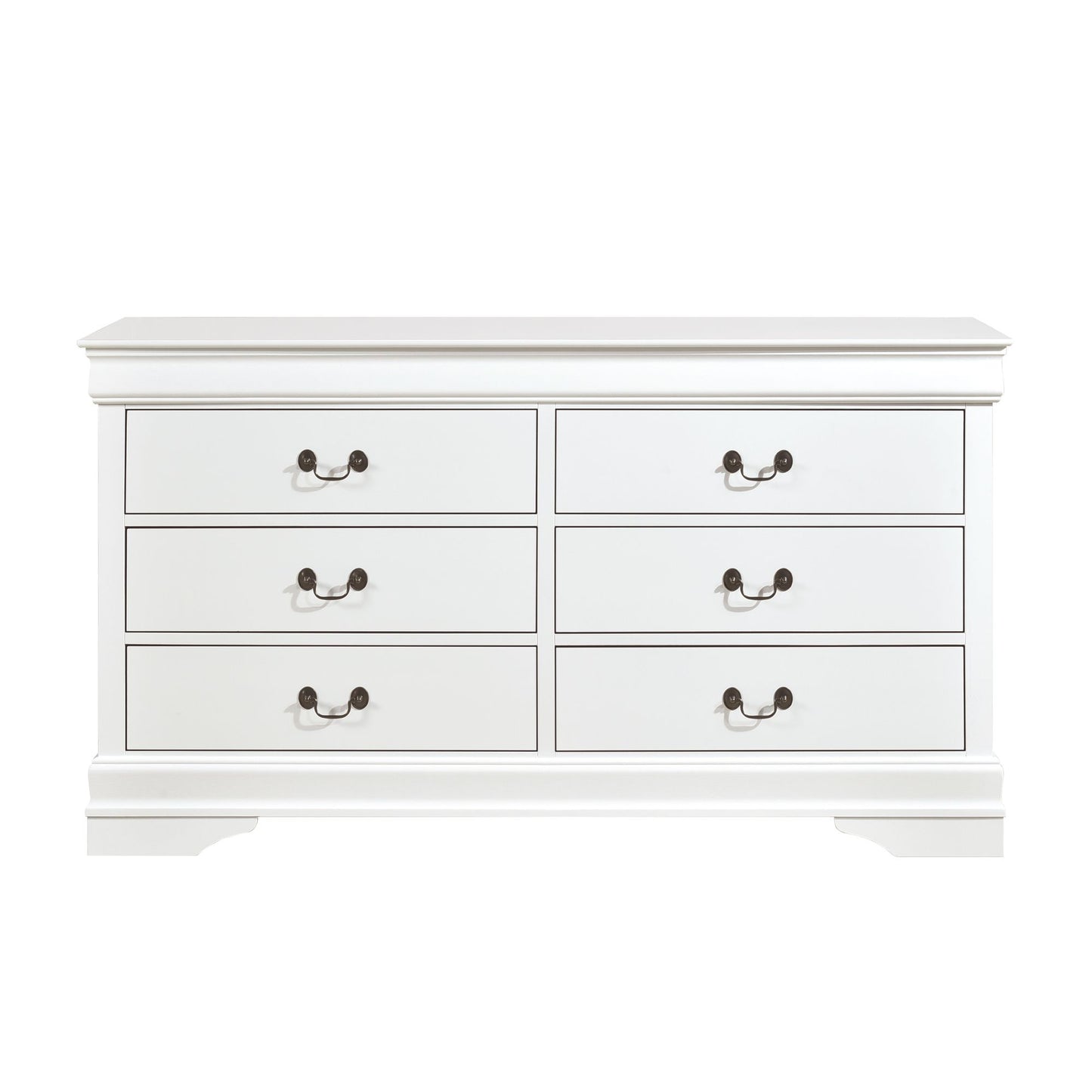 Traditional White Dresser Louis Phillippe Style Antique Drop Handles Classic Bedroom Furniture image 1