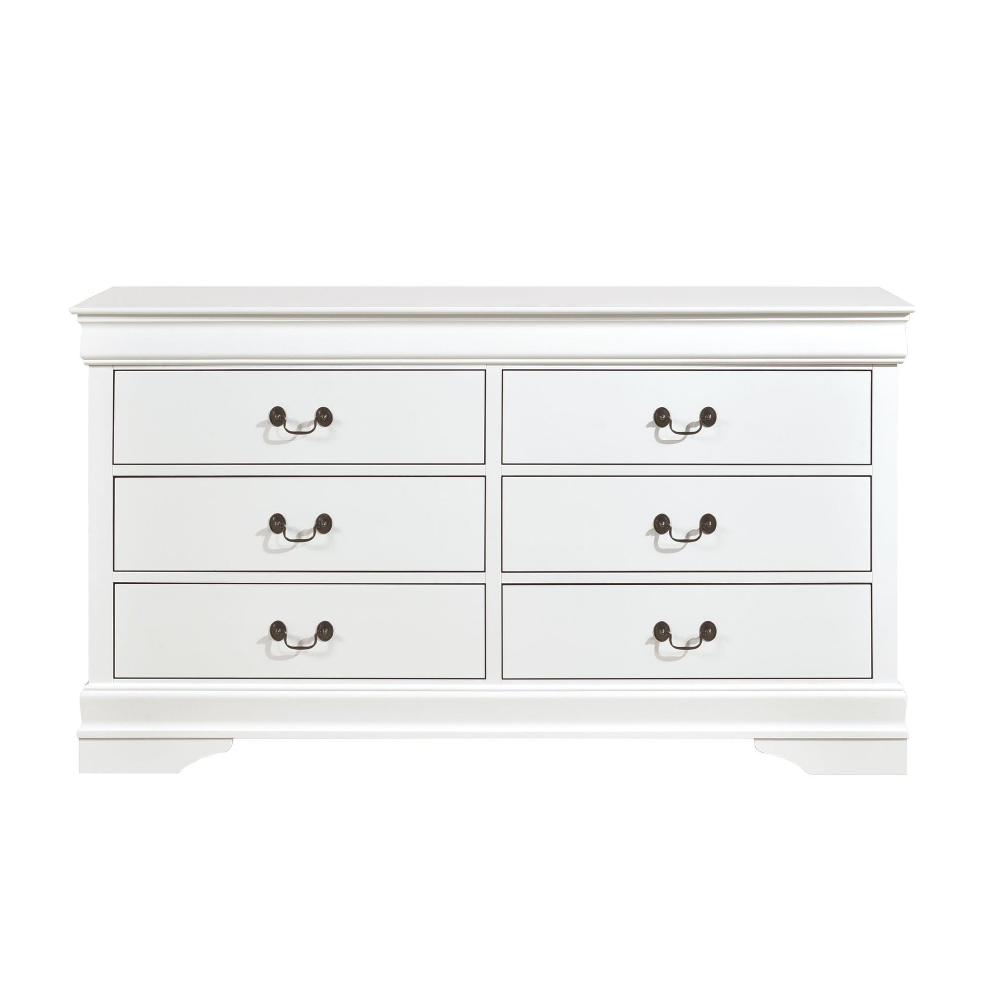 Traditional White Dresser Louis Phillippe Style Antique Drop Handles Classic Bedroom Furniture image 1