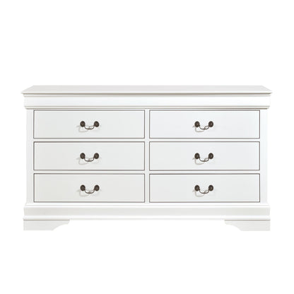 Traditional White Dresser Louis Phillippe Style Antique Drop Handles Classic Bedroom Furniture image 1