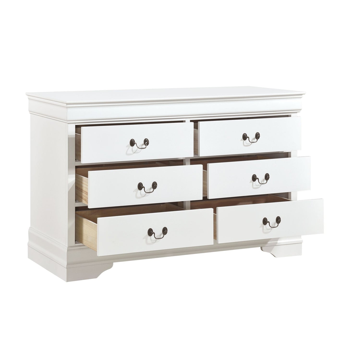 Traditional White Dresser Louis Phillippe Style Antique Drop Handles Classic Bedroom Furniture image 3