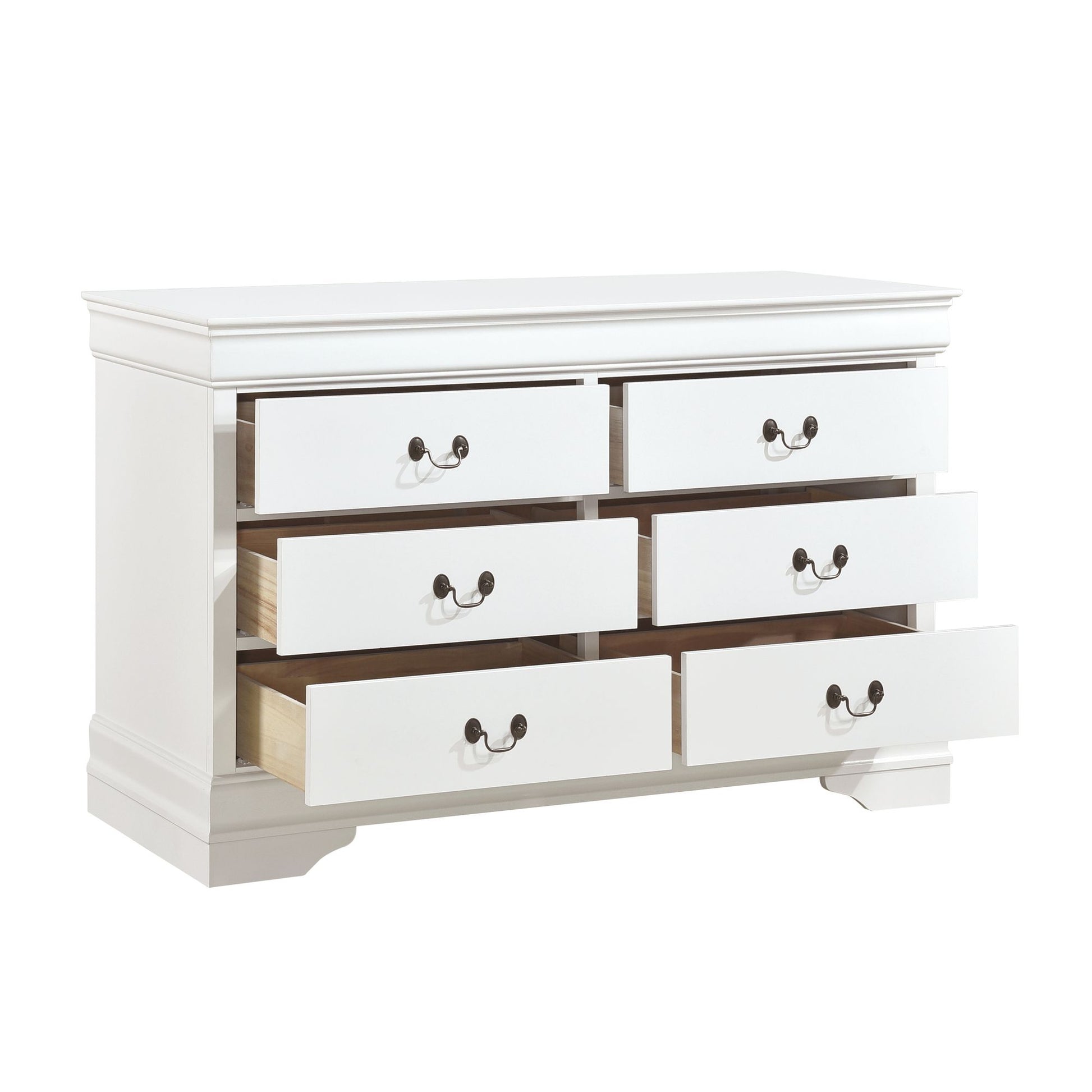 Traditional White Dresser Louis Phillippe Style Antique Drop Handles Classic Bedroom Furniture image 3