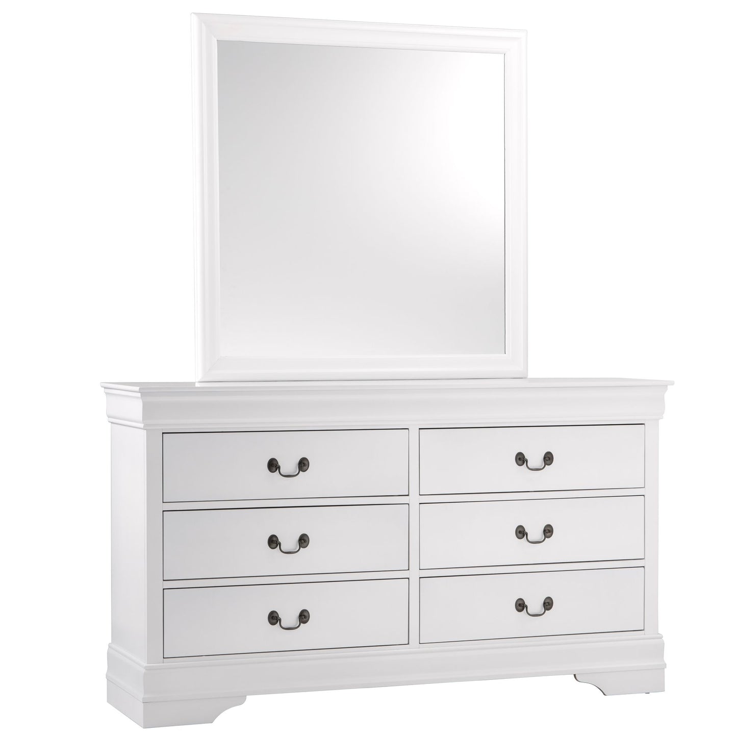 Traditional White Dresser Louis Phillippe Style Antique Drop Handles Classic Bedroom Furniture image 6
