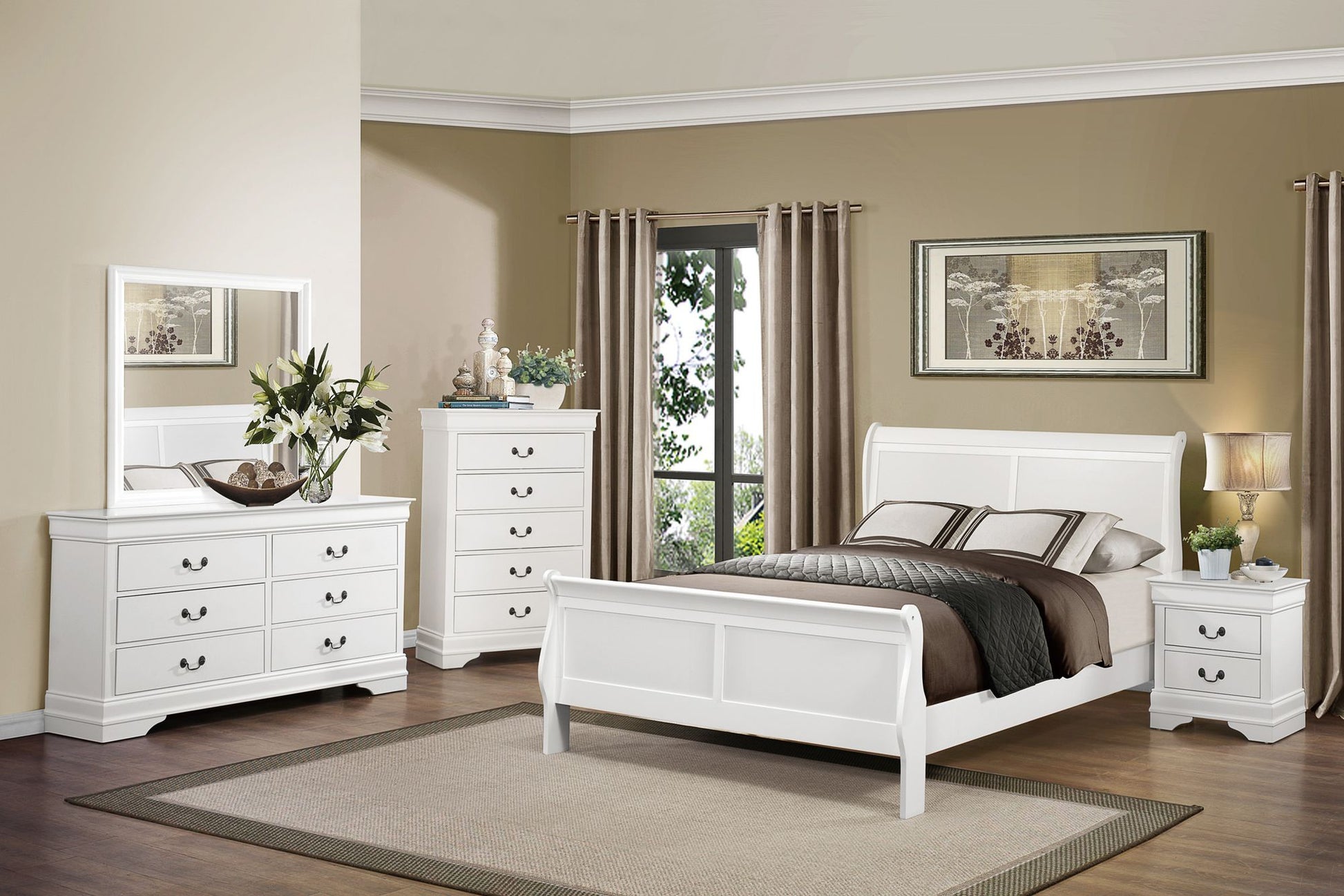 Traditional White Dresser Louis Phillippe Style Antique Drop Handles Classic Bedroom Furniture image 7