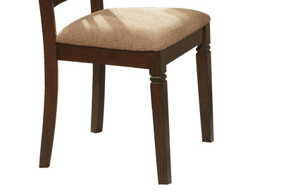 Transitional Style Dining Chair 2pc Set Wooden Frame Espresso Finish Fabric Upholstered Seat Kitchen Dining Furniture image 4