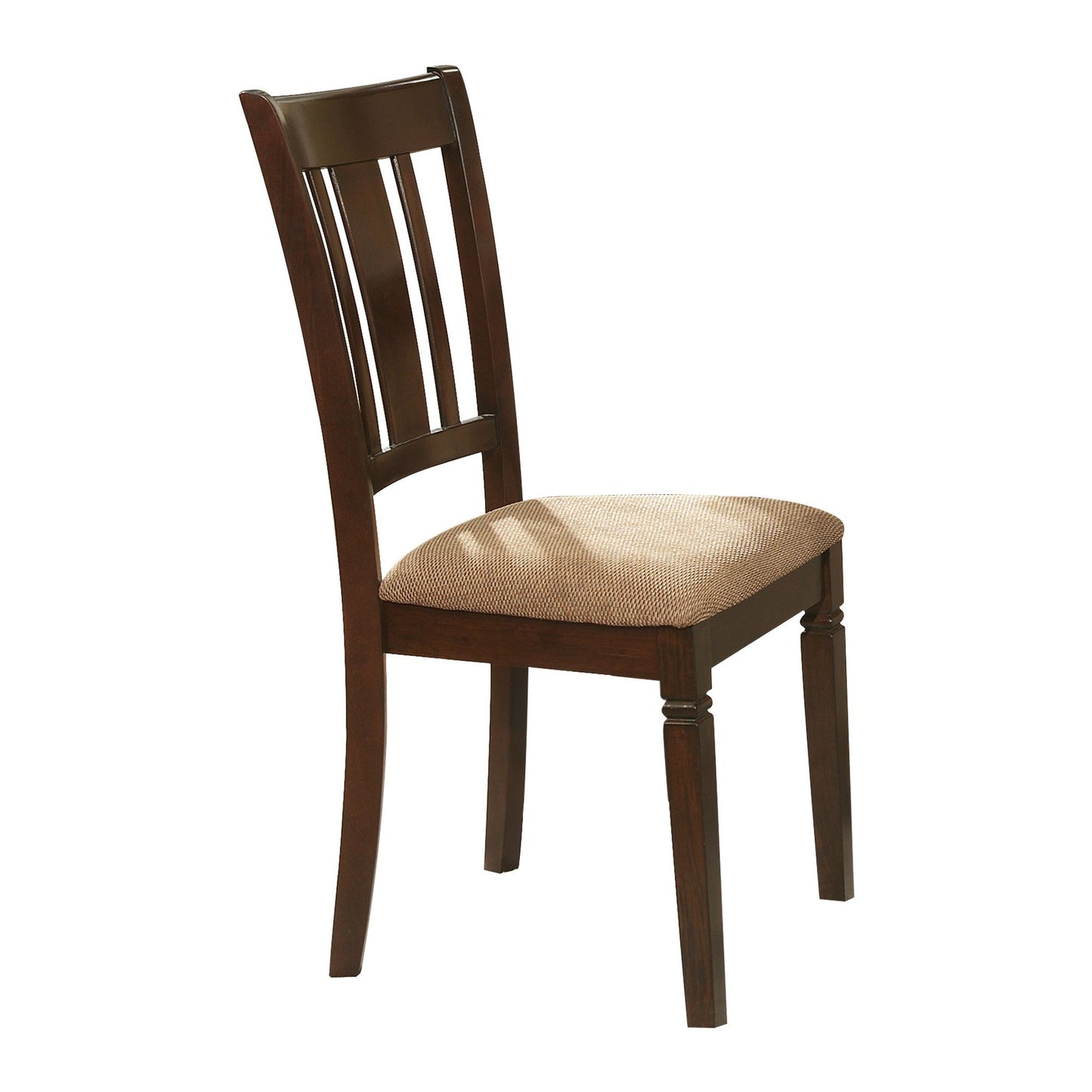 Transitional Style Dining Chair 2pc Set Wooden Frame Espresso Finish Fabric Upholstered Seat Kitchen Dining Furniture image 1