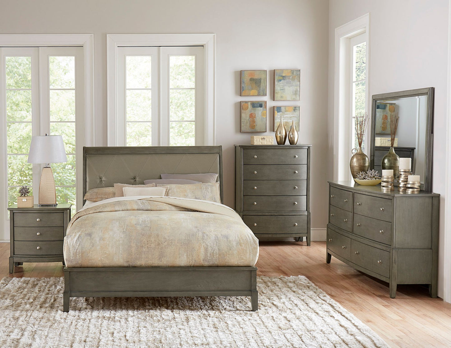 Transitional Style Gray Finish 1pc Desser Storage Drawers Ball Bearing Glides Wooden Furniture image 7
