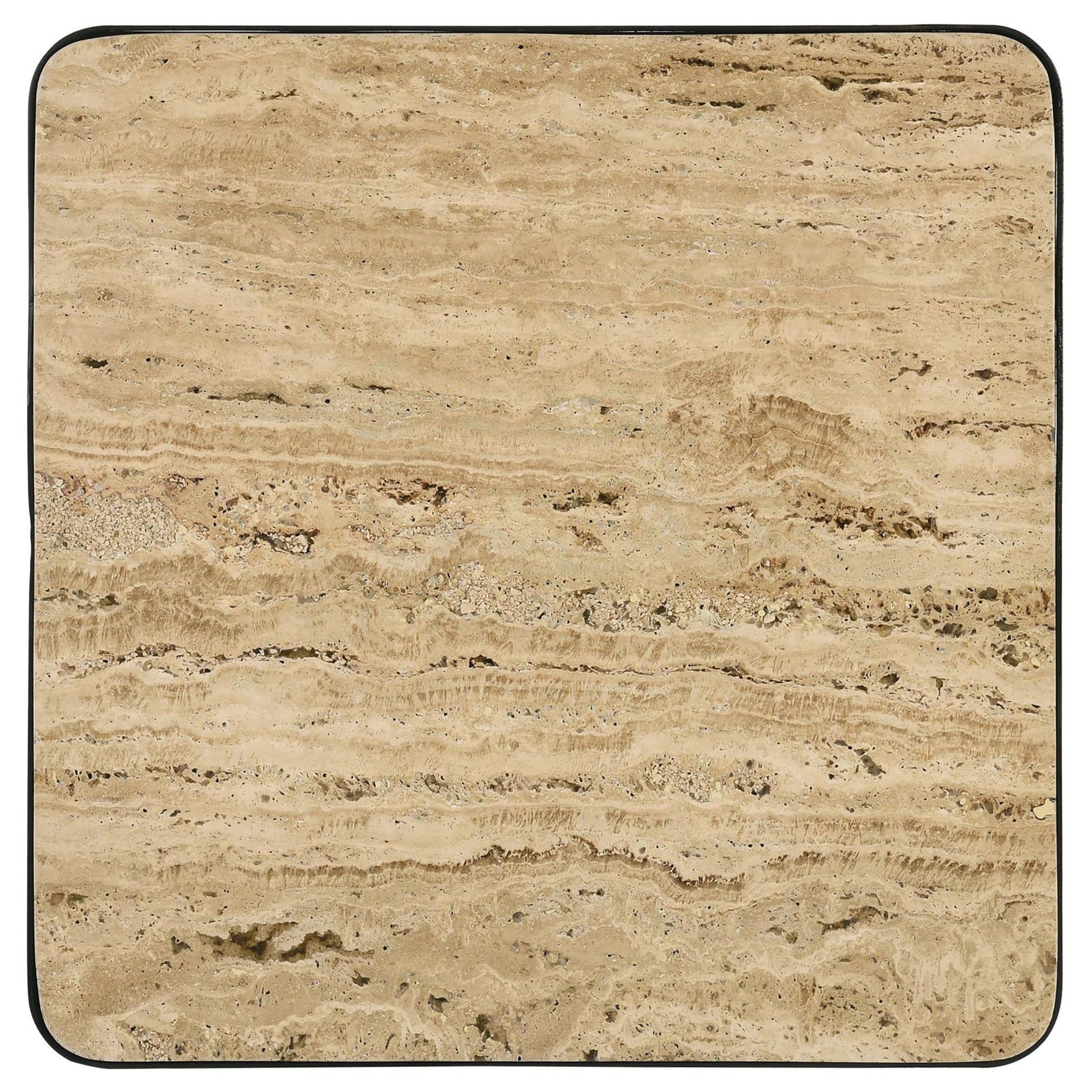 Travertine and Black Accent Table image 7