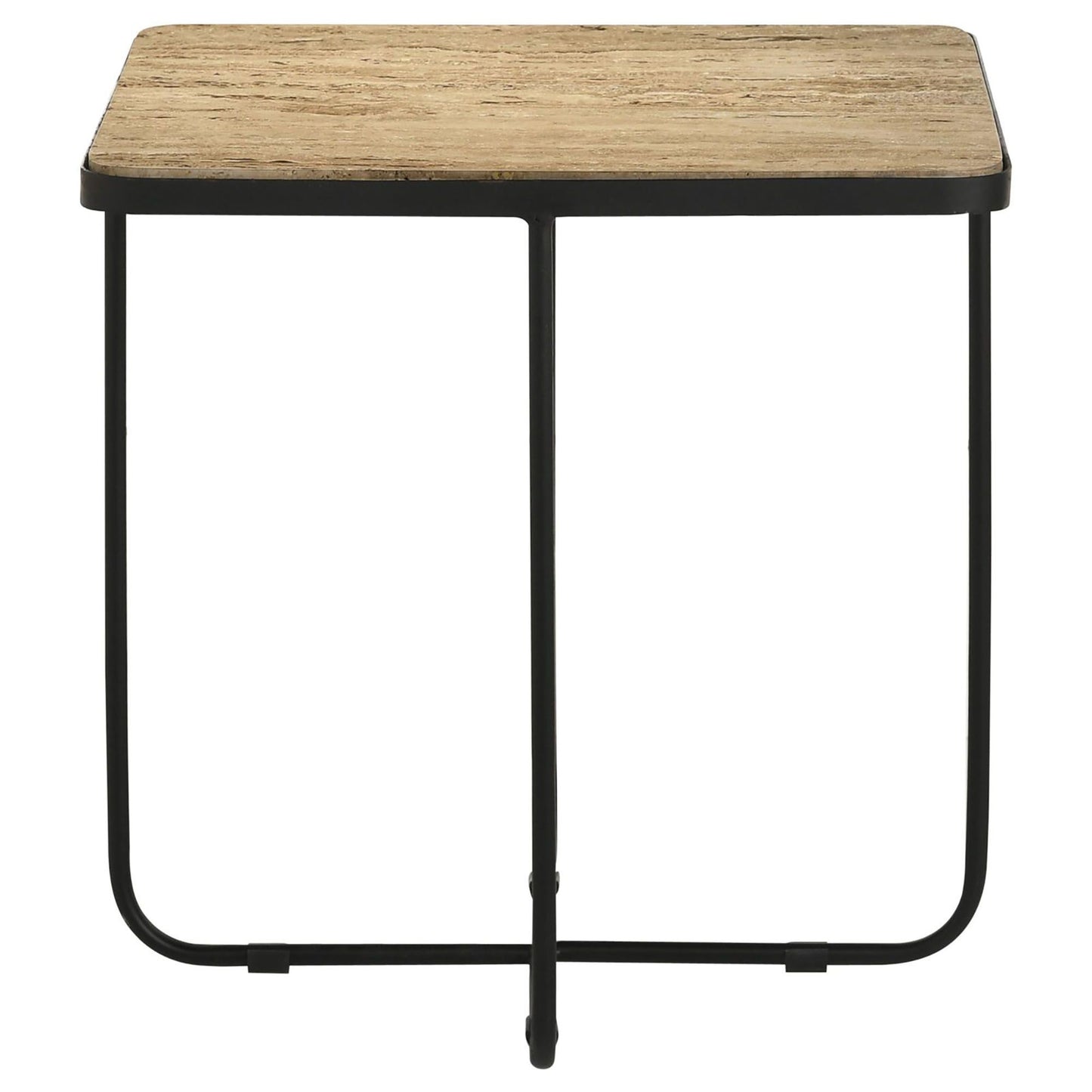 Travertine and Black Accent Table image 4