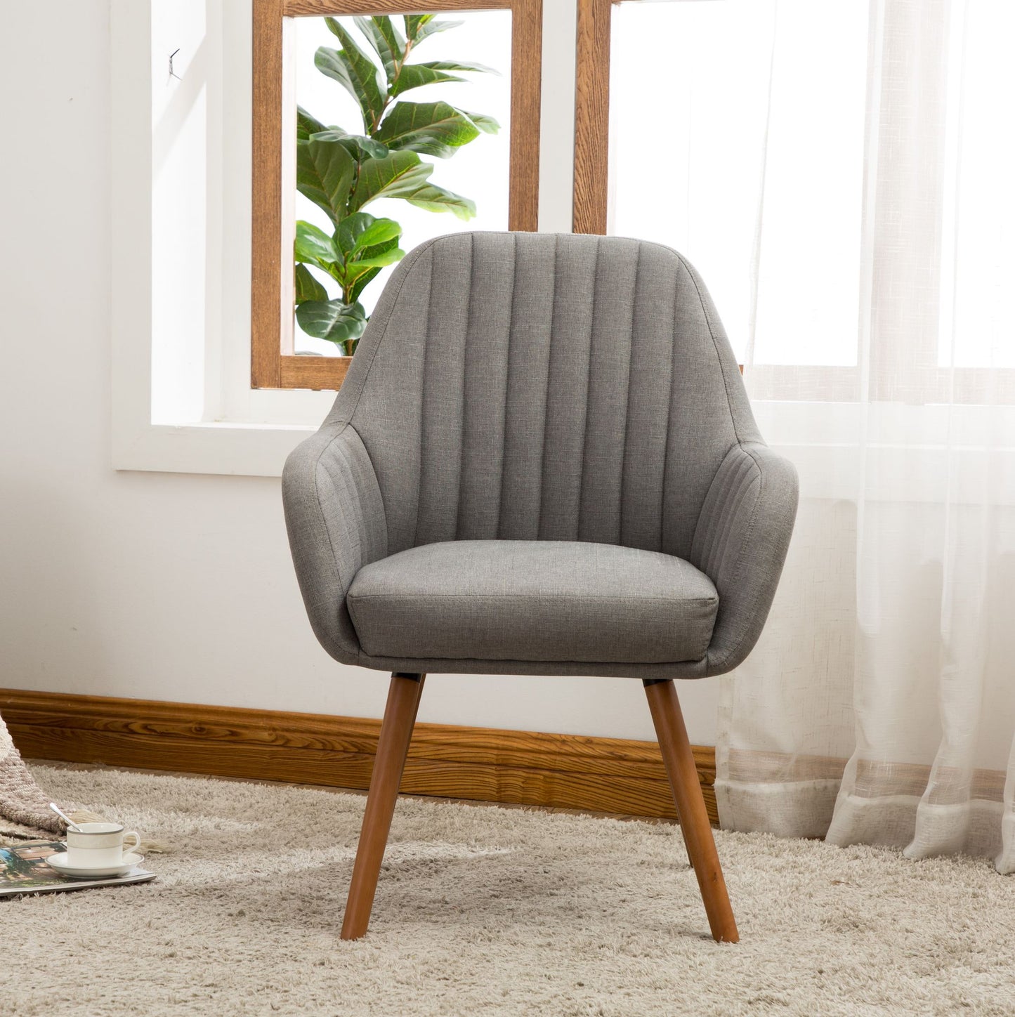 Tuchico Contemporary Fabric Accent Chair, Gray image 2