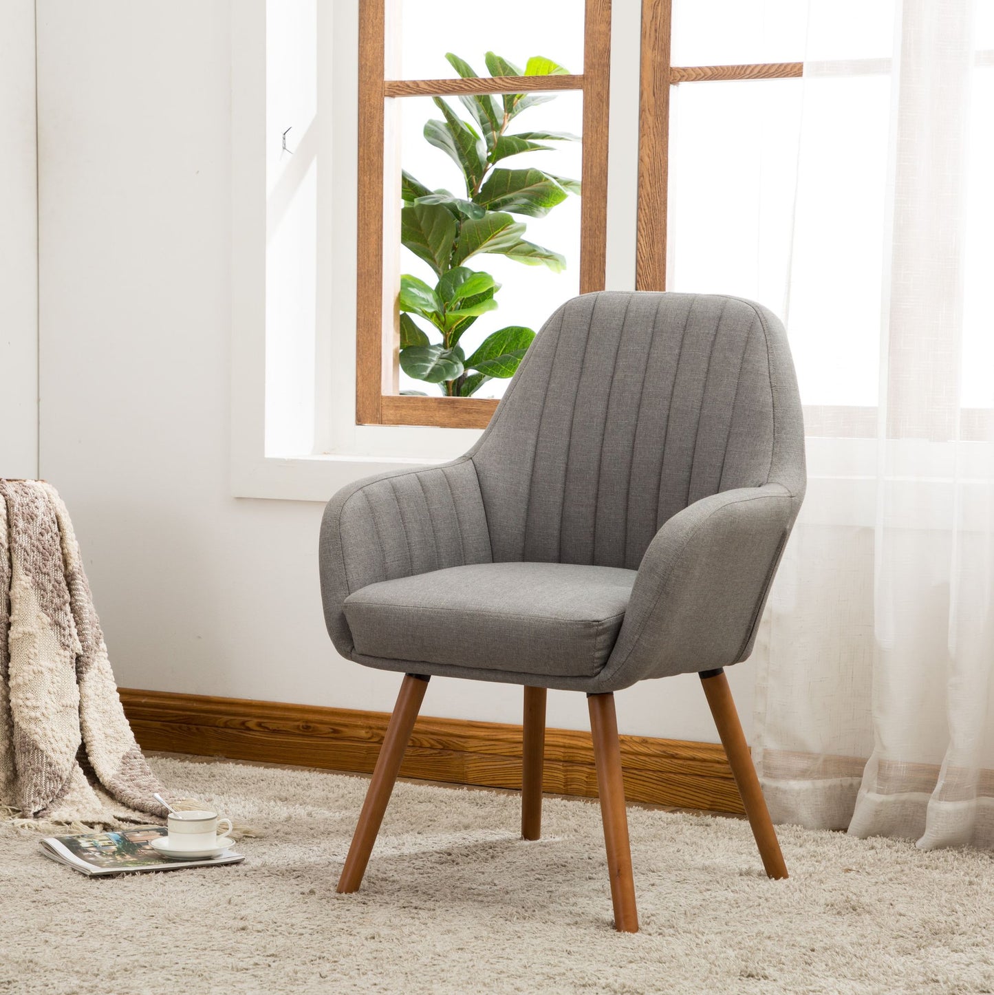 Tuchico Contemporary Fabric Accent Chair, Gray image 1