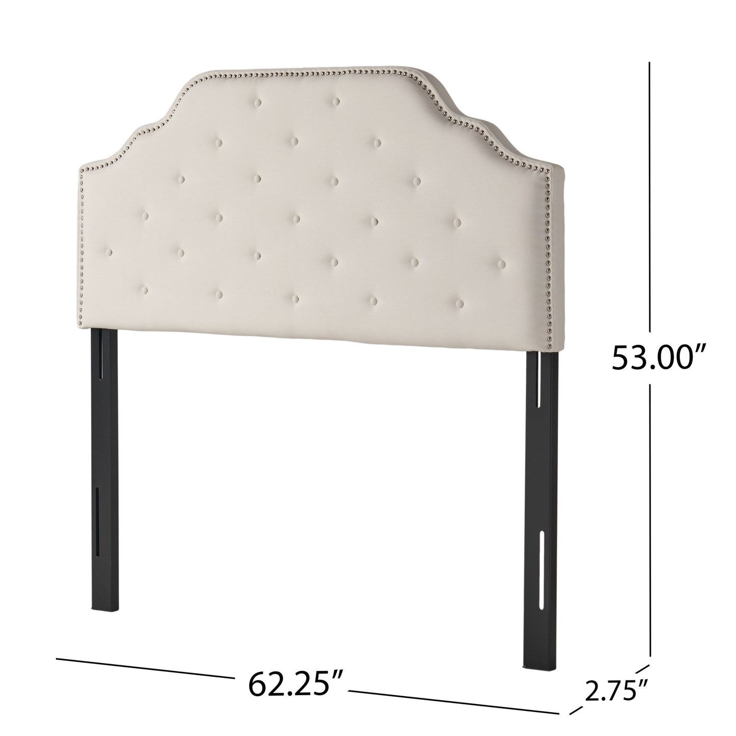 Tufted Upholstered Headboard Queen Size, Solid Wood Head Board with Durable Metal Legs, Adjustable Height Queen headboar image 5