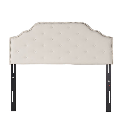 Tufted Upholstered Headboard Queen Size, Solid Wood Head Board with Durable Metal Legs, Adjustable Height Queen headboar image 2