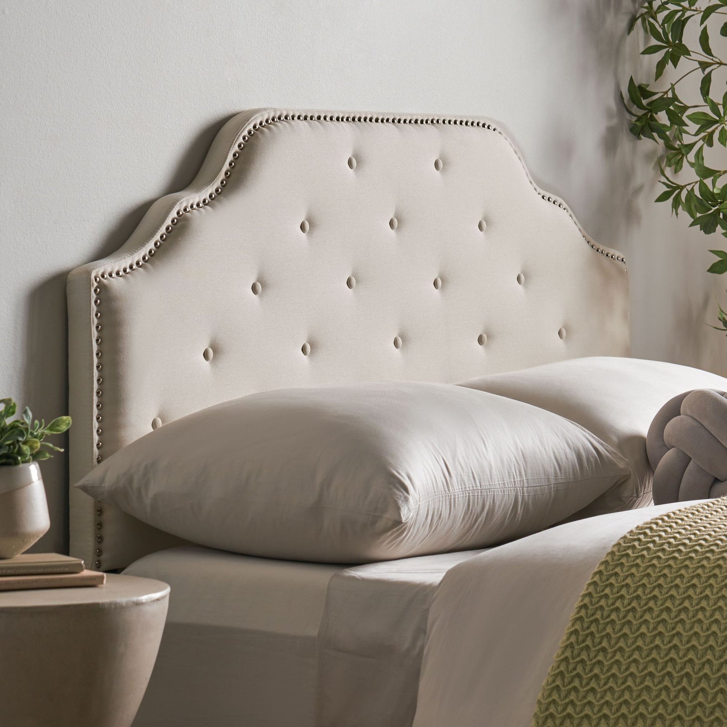 Tufted Upholstered Headboard Queen Size, Solid Wood Head Board with Durable Metal Legs, Adjustable Height Queen headboar image 3