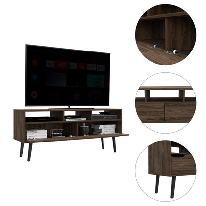 Tv Stand for TV´s up 52", Three Open Shelves, Two Flexible Drawers, Dark Walnut image 5