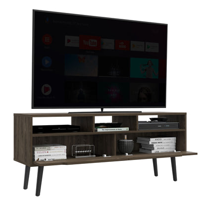 Tv Stand for TV´s up 52", Three Open Shelves, Two Flexible Drawers, Dark Walnut image 4