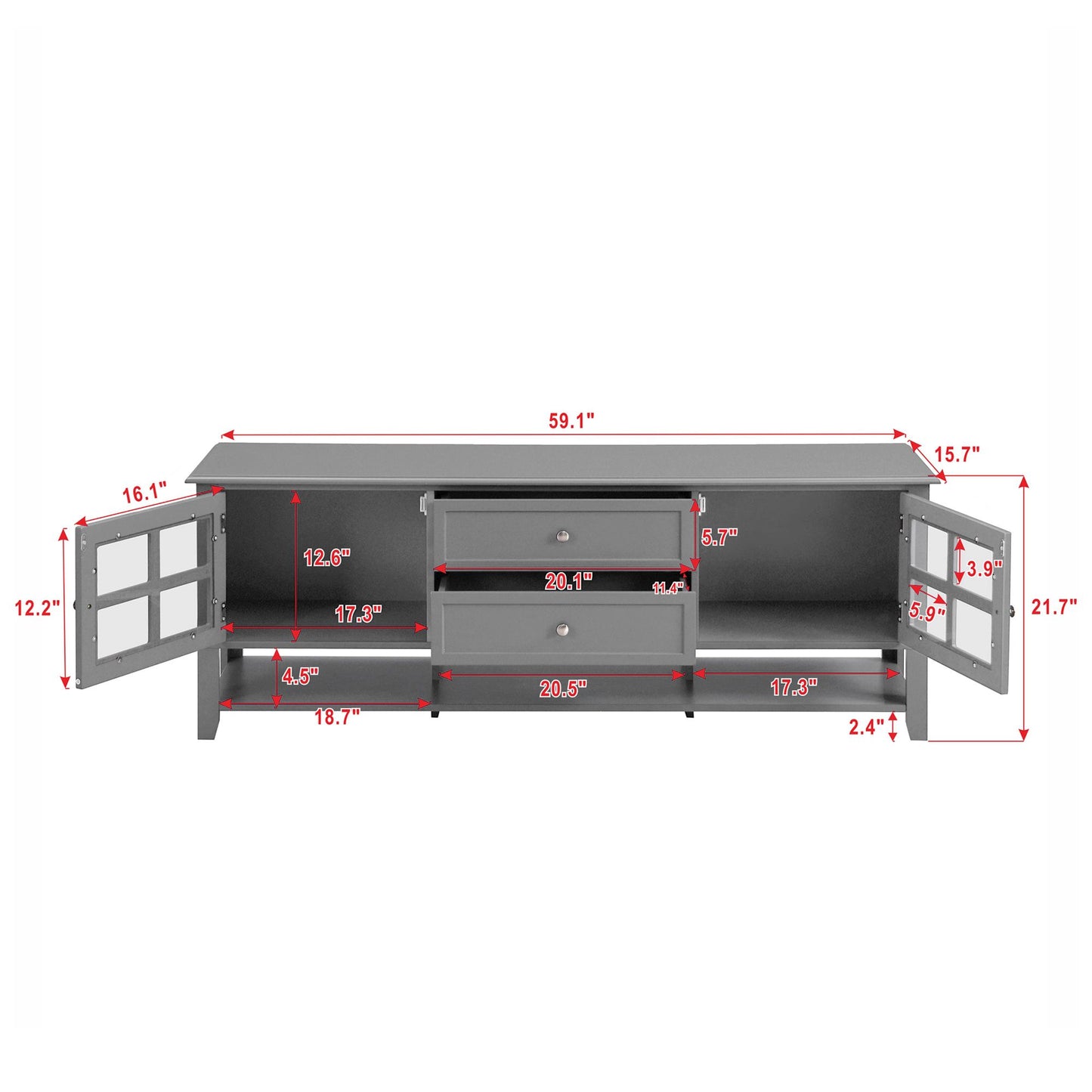 TV Stand for TVs up to 60'', Entertainment Center with Multifunctional Storage Space, TV Cabinet with Modern Design, Med image 8