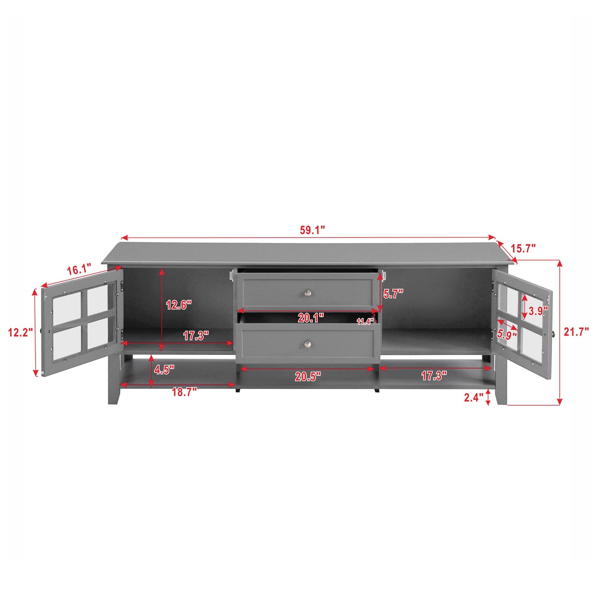 TV Stand for TVs up to 60'', Entertainment Center with Multifunctional Storage Space, TV Cabinet with Modern Design, Med image 8