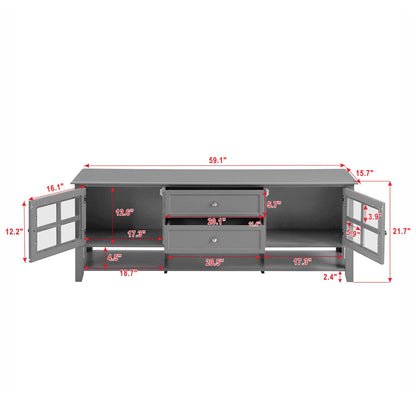 TV Stand for TVs up to 60'', Entertainment Center with Multifunctional Storage Space, TV Cabinet with Modern Design, Med image 8
