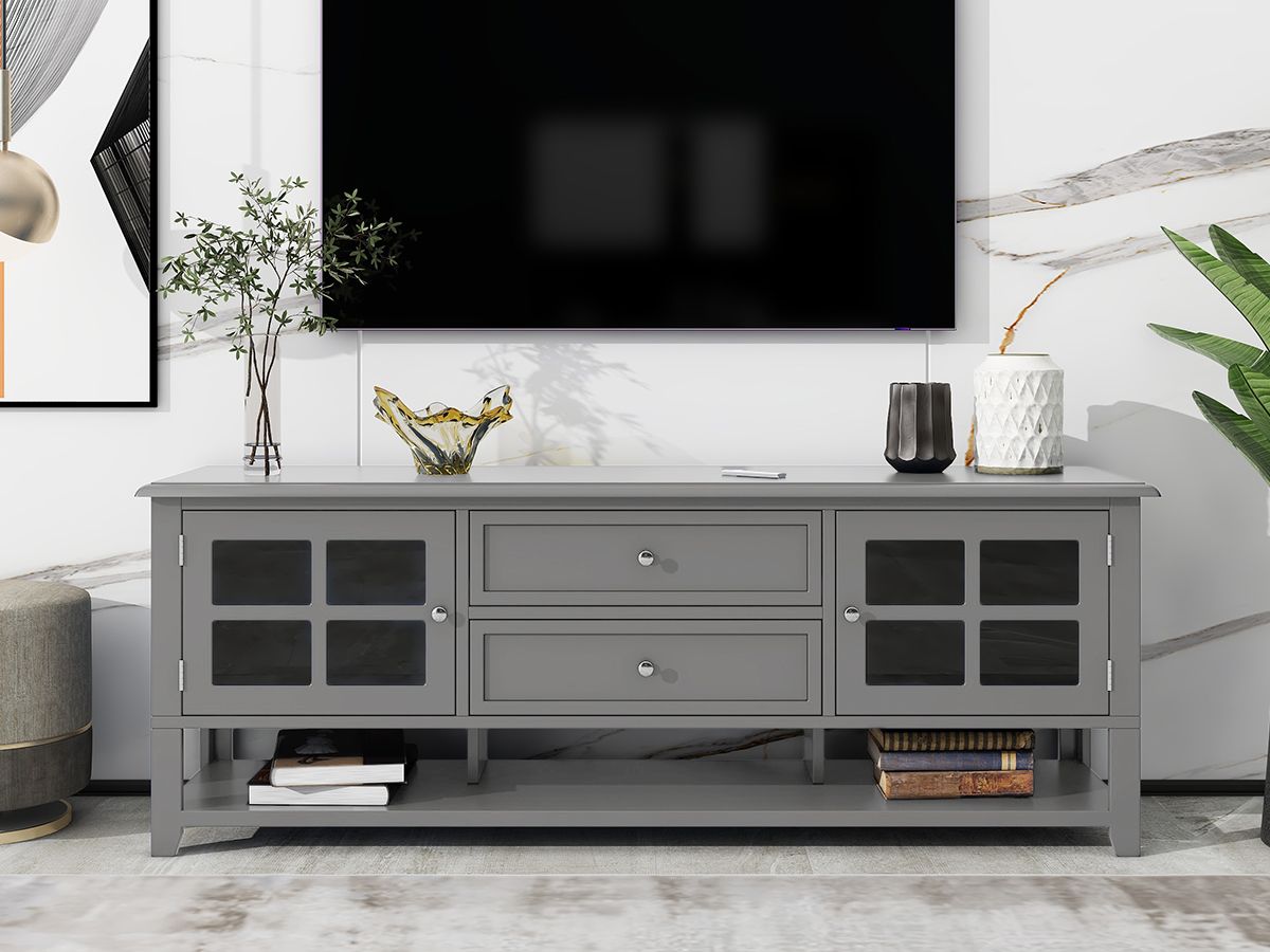 TV Stand for TVs up to 60'', Entertainment Center with Multifunctional Storage Space, TV Cabinet with Modern Design, Med image 19