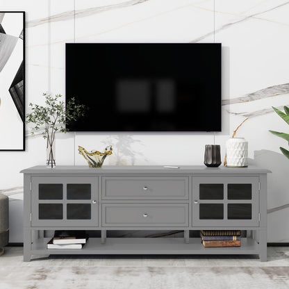 TV Stand for TVs up to 60'', Entertainment Center with Multifunctional Storage Space, TV Cabinet with Modern Design, Med image 1