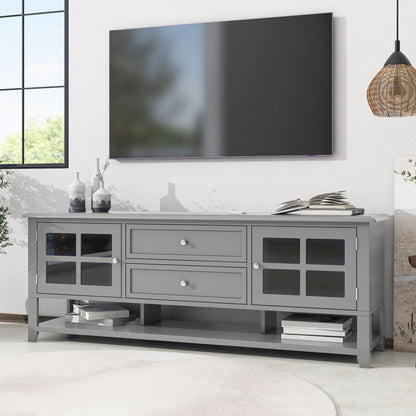 TV Stand for TVs up to 60'', Entertainment Center with Multifunctional Storage Space, TV Cabinet with Modern Design, Med image 4