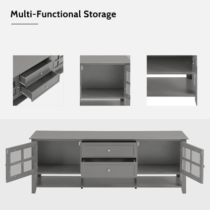 TV Stand for TVs up to 60'', Entertainment Center with Multifunctional Storage Space, TV Cabinet with Modern Design, Med image 5