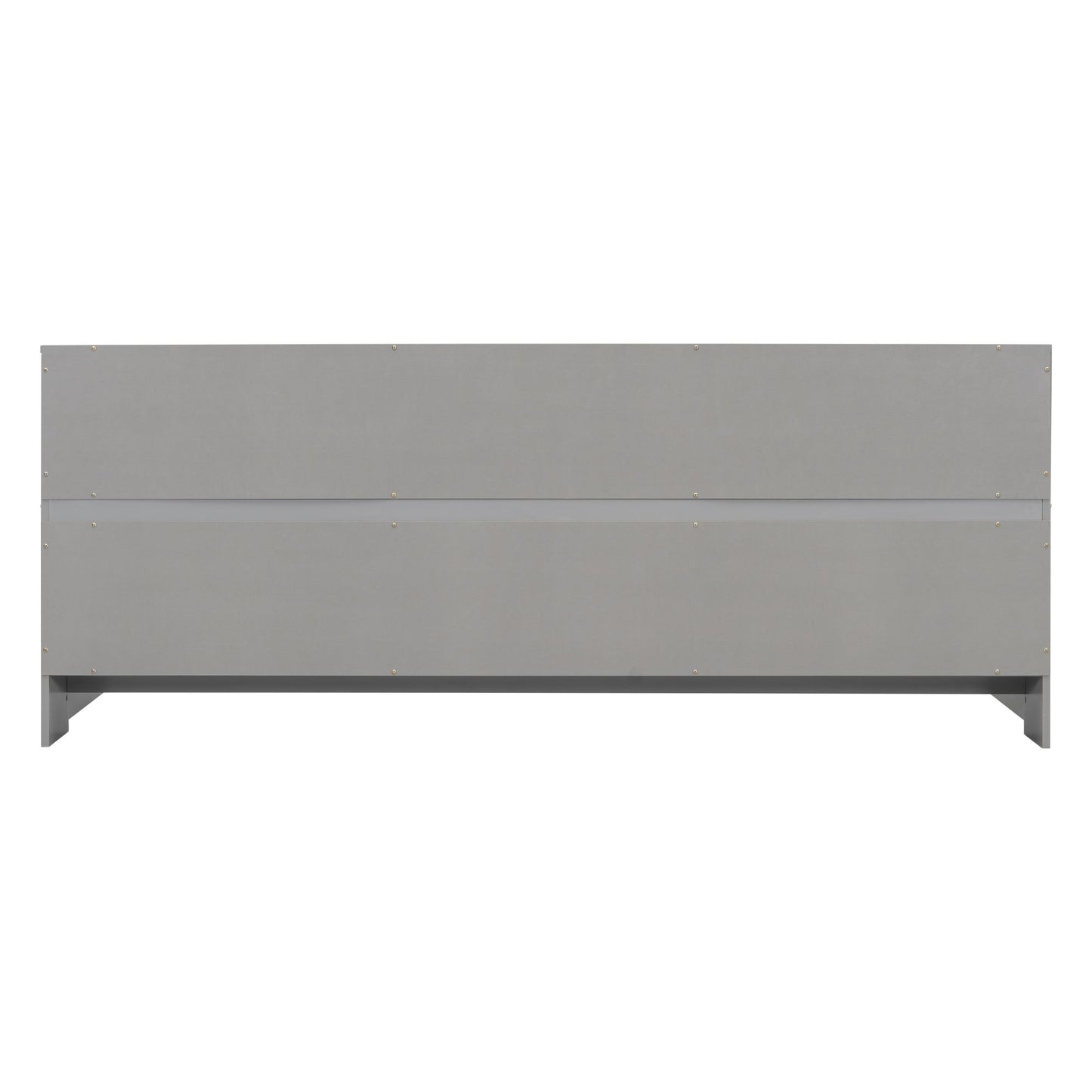 Twin Floor Bed with Bedside Bookcase,Shelves,Guardrails,Grey image 3