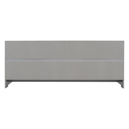 Twin Floor Bed with Bedside Bookcase,Shelves,Guardrails,Grey image 3