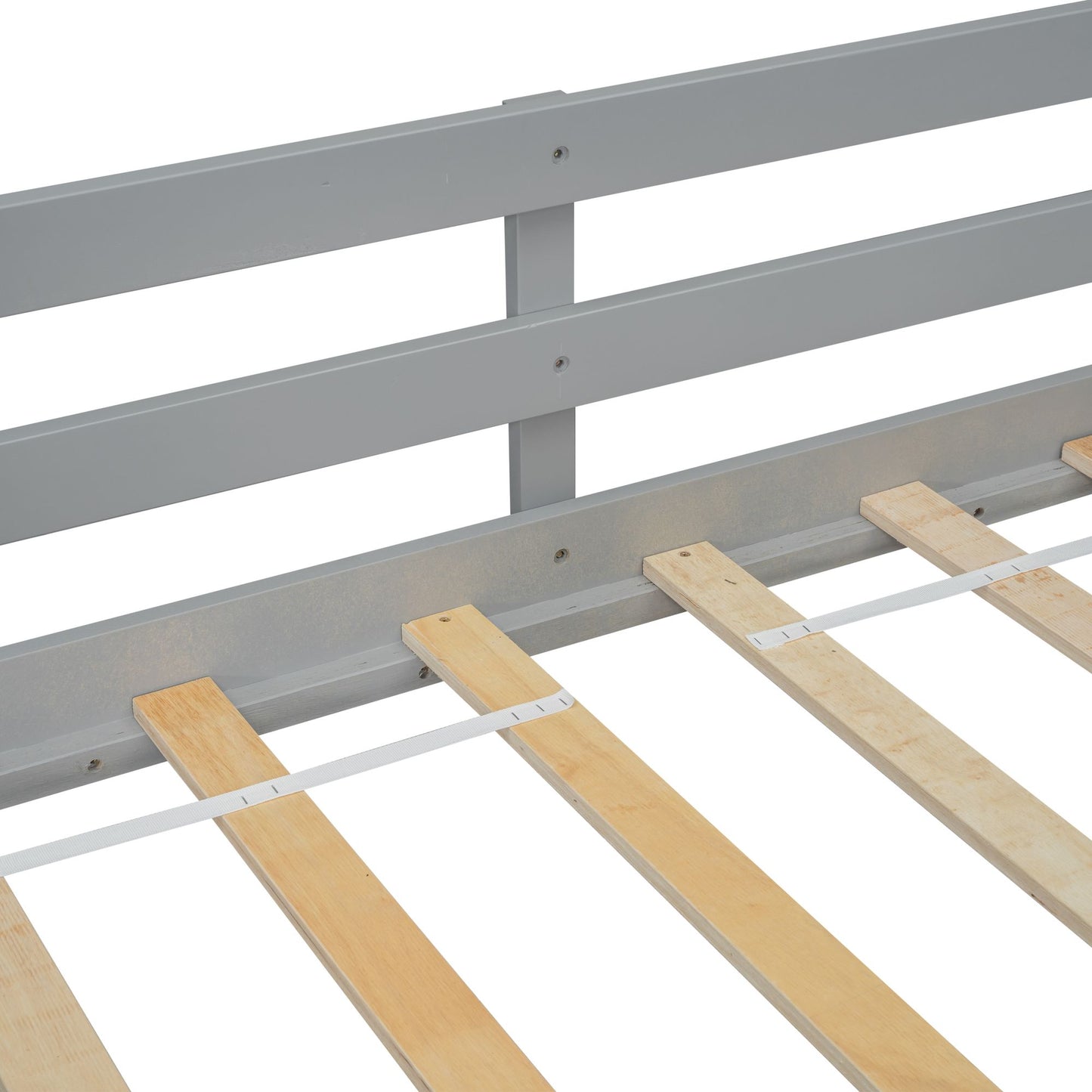 Twin Low Loft House Bed with Slide, Ladder, Safety Guardrails, House Roof Frame,Grey image 7