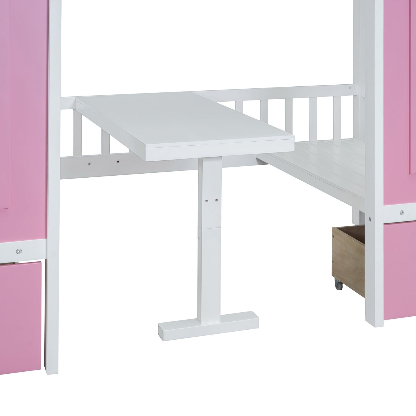 Twin-Over-Twin Bunk Bed with Changeable Table, Bunk Bed Turn into Upper Bed and Down Desk -Pink image 20