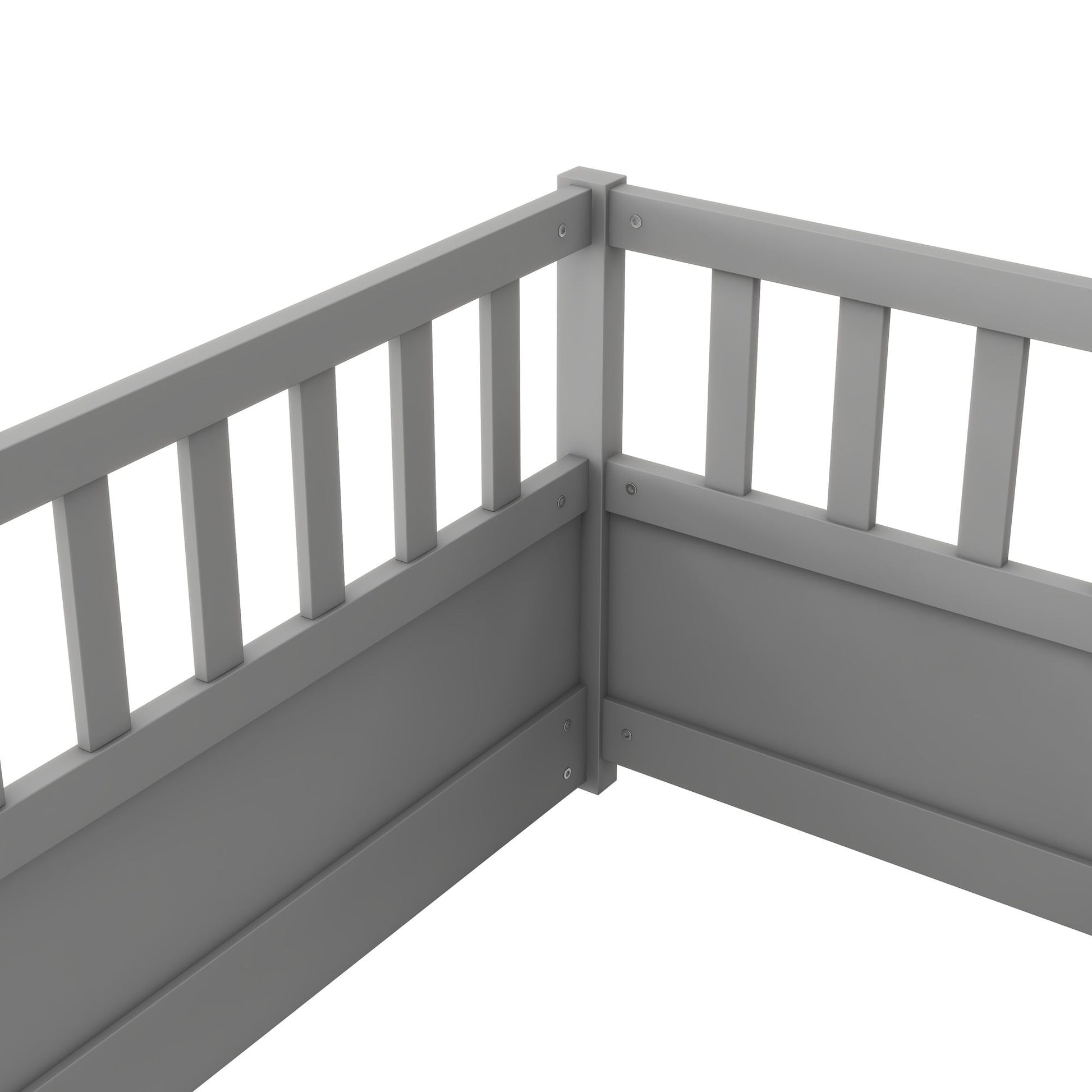 Twin Size Floor bed, integral construction with super high security barrier, door, children's floor bed frame, Montessor image 12
