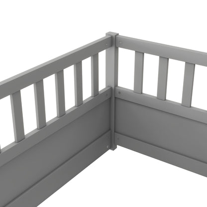 Twin Size Floor bed, integral construction with super high security barrier, door, children's floor bed frame, Montessor image 12