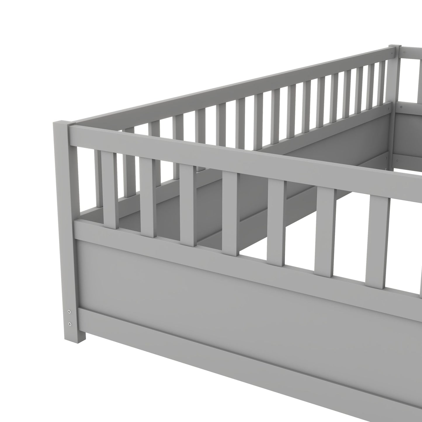 Twin Size Floor bed, integral construction with super high security barrier, door, children's floor bed frame, Montessor image 11