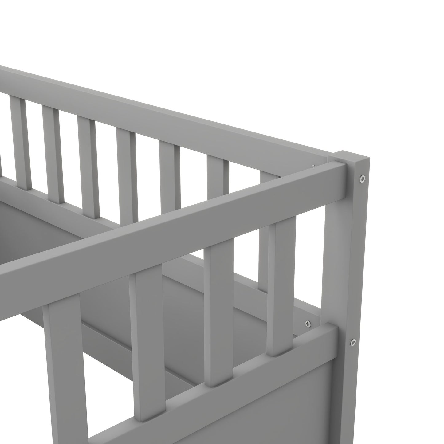 Twin Size Floor bed, integral construction with super high security barrier, door, children's floor bed frame, Montessor image 13