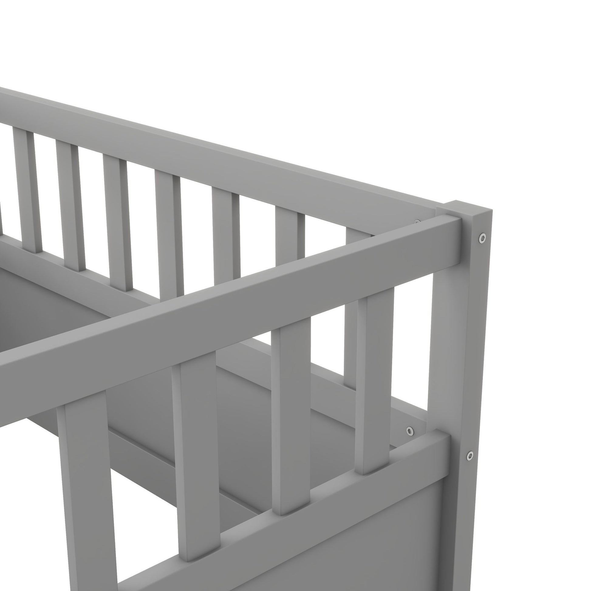 Twin Size Floor bed, integral construction with super high security barrier, door, children's floor bed frame, Montessor image 13