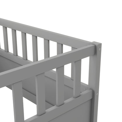 Twin Size Floor bed, integral construction with super high security barrier, door, children's floor bed frame, Montessor image 13
