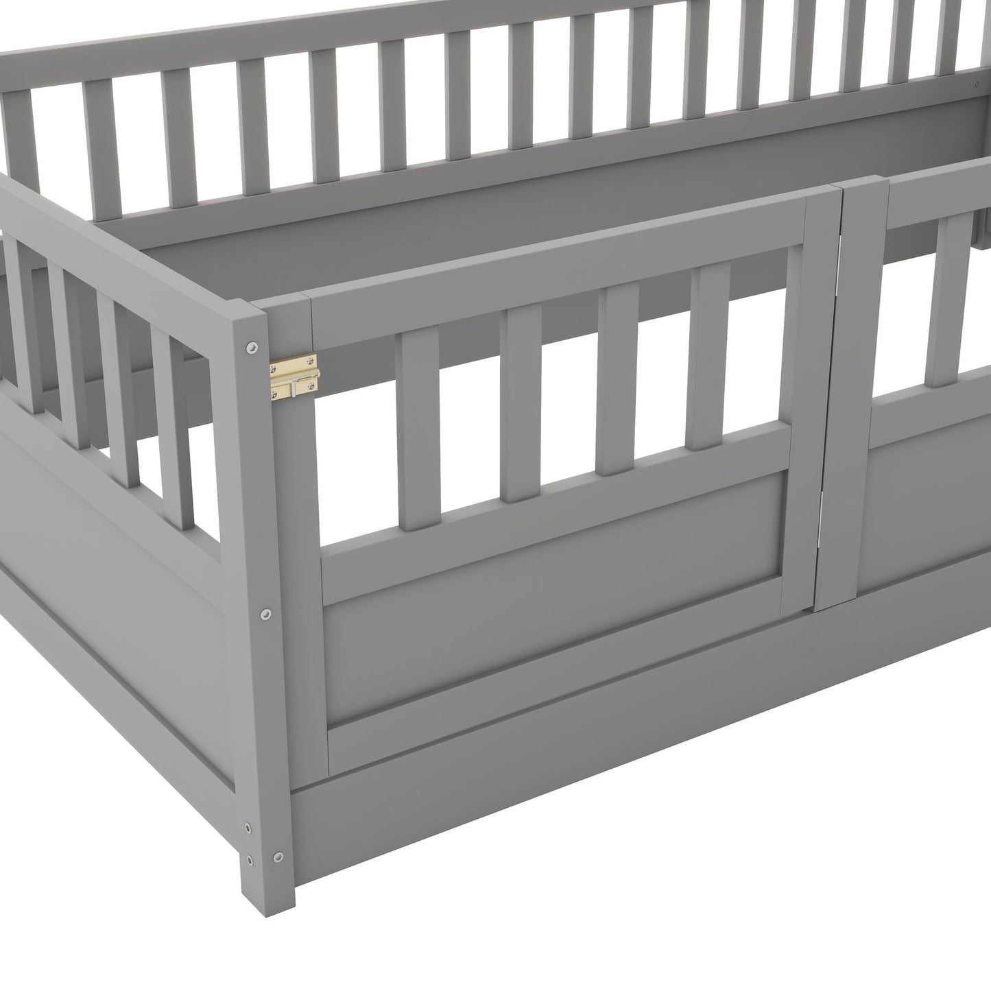 Twin Size Floor bed, integral construction with super high security barrier, door, children's floor bed frame, Montessor image 14
