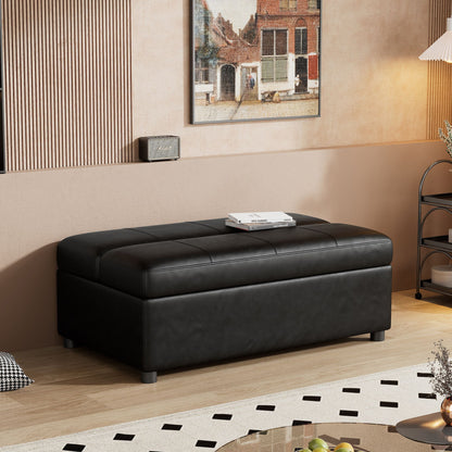 Twin Size Folding Ottoman Sleeper Bed with Mattress Convertible Guest Bed Black image 6