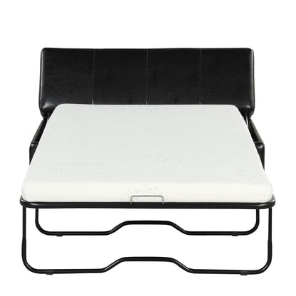 Twin Size Folding Ottoman Sleeper Bed with Mattress Convertible Guest Bed Black image 18