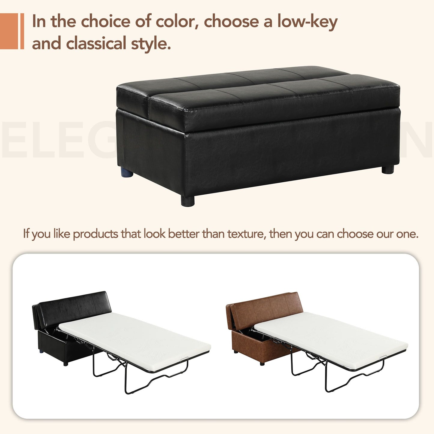 Twin Size Folding Ottoman Sleeper Bed with Mattress Convertible Guest Bed Black image 5