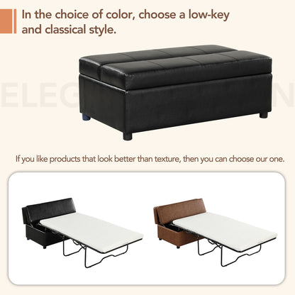 Twin Size Folding Ottoman Sleeper Bed with Mattress Convertible Guest Bed Black image 5