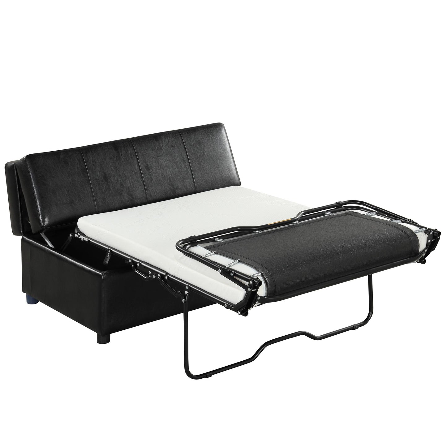 Twin Size Folding Ottoman Sleeper Bed with Mattress Convertible Guest Bed Black image 13