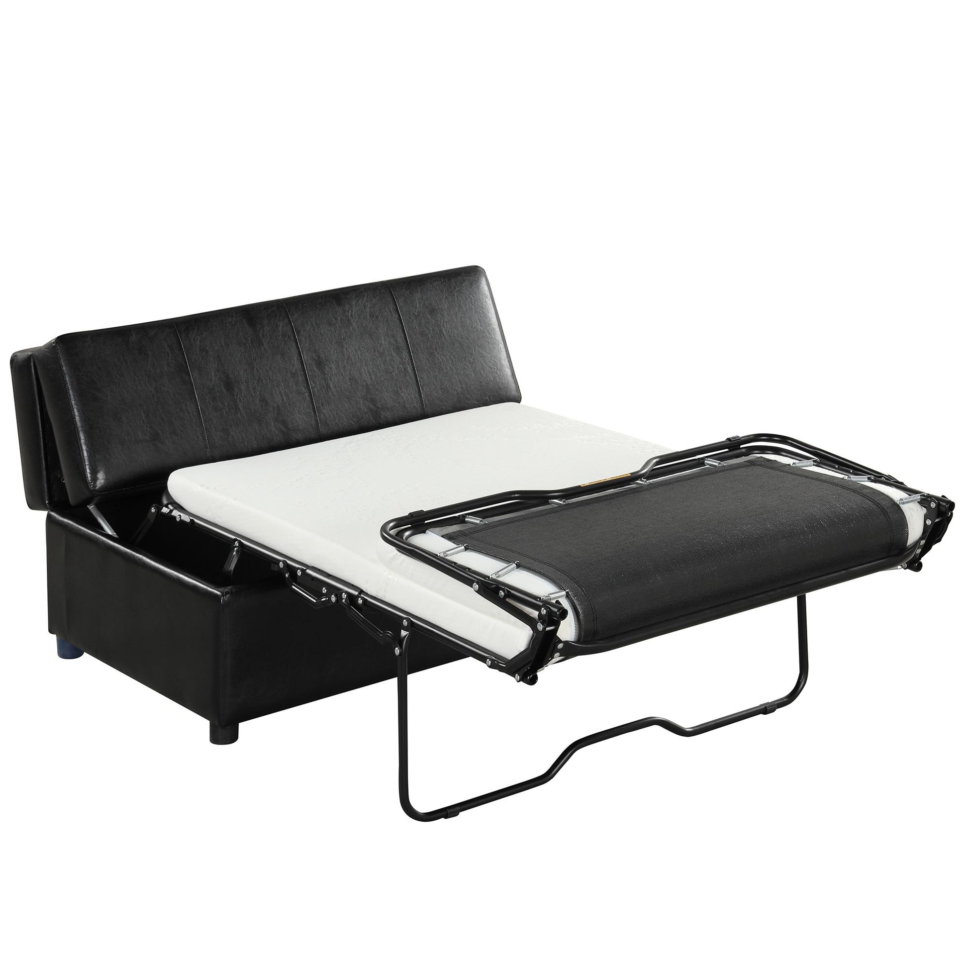 Twin Size Folding Ottoman Sleeper Bed with Mattress Convertible Guest Bed Black image 13