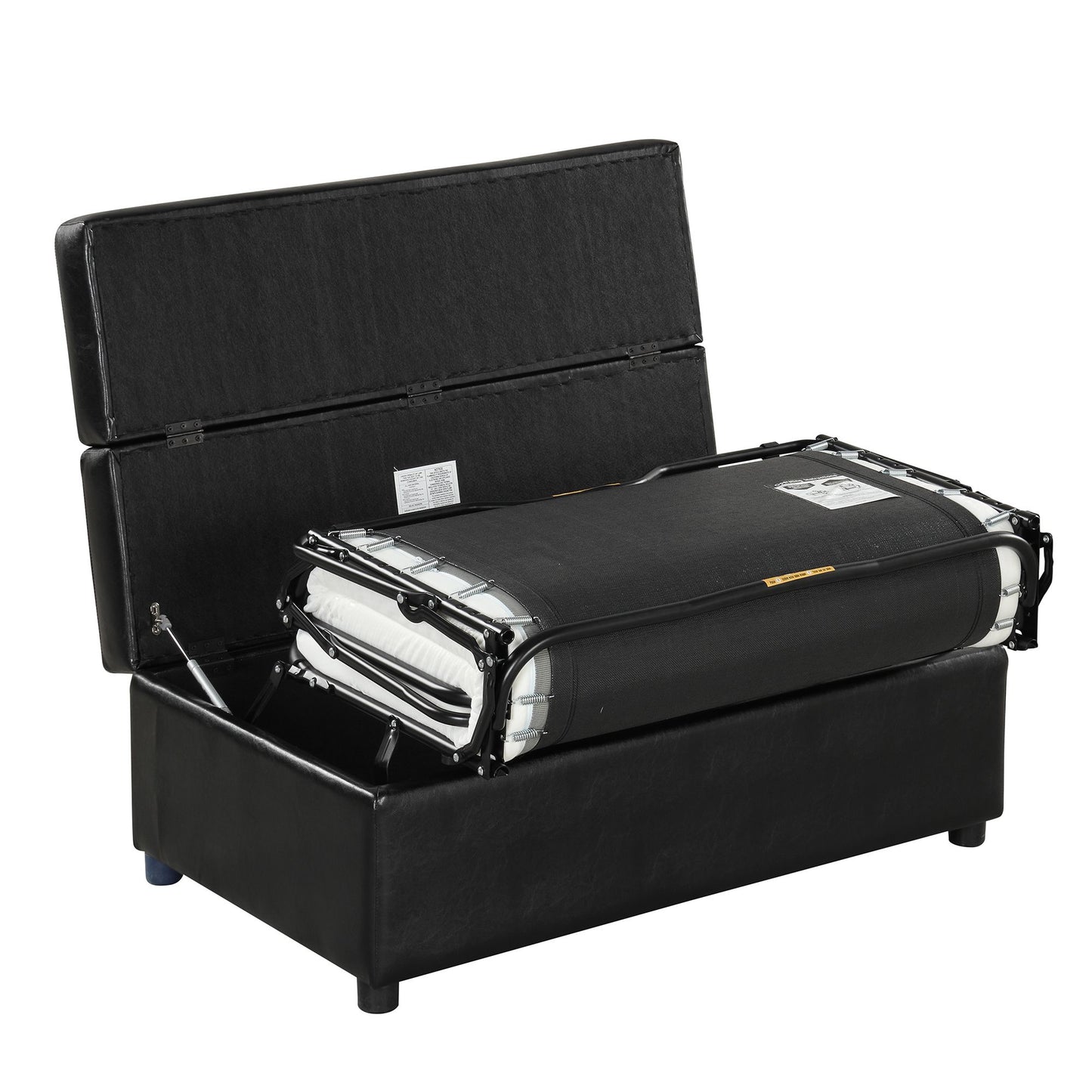 Twin Size Folding Ottoman Sleeper Bed with Mattress Convertible Guest Bed Black image 12