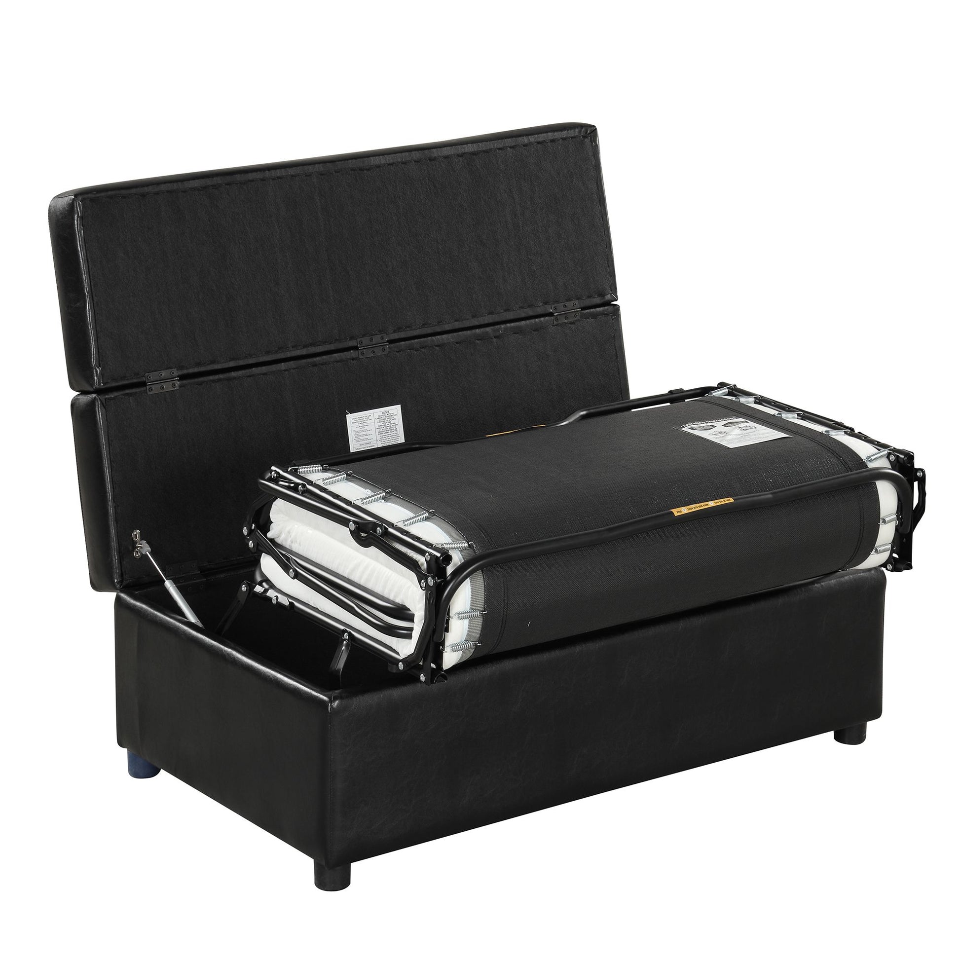 Twin Size Folding Ottoman Sleeper Bed with Mattress Convertible Guest Bed Black image 12