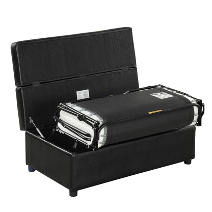 Twin Size Folding Ottoman Sleeper Bed with Mattress Convertible Guest Bed Black image 12